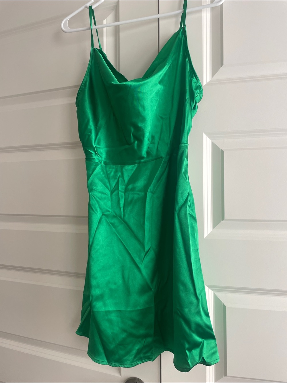 Divided Emerald Green Satin Mini Slip Dress
